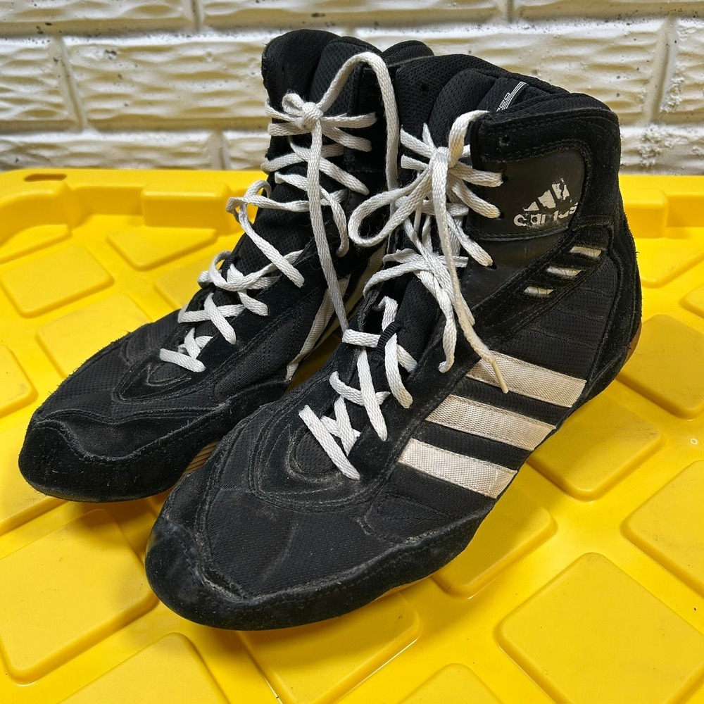 Adidas Pretereo Wrestling Shoes Size 12 Black 2002 145949 High Top Gum Sole